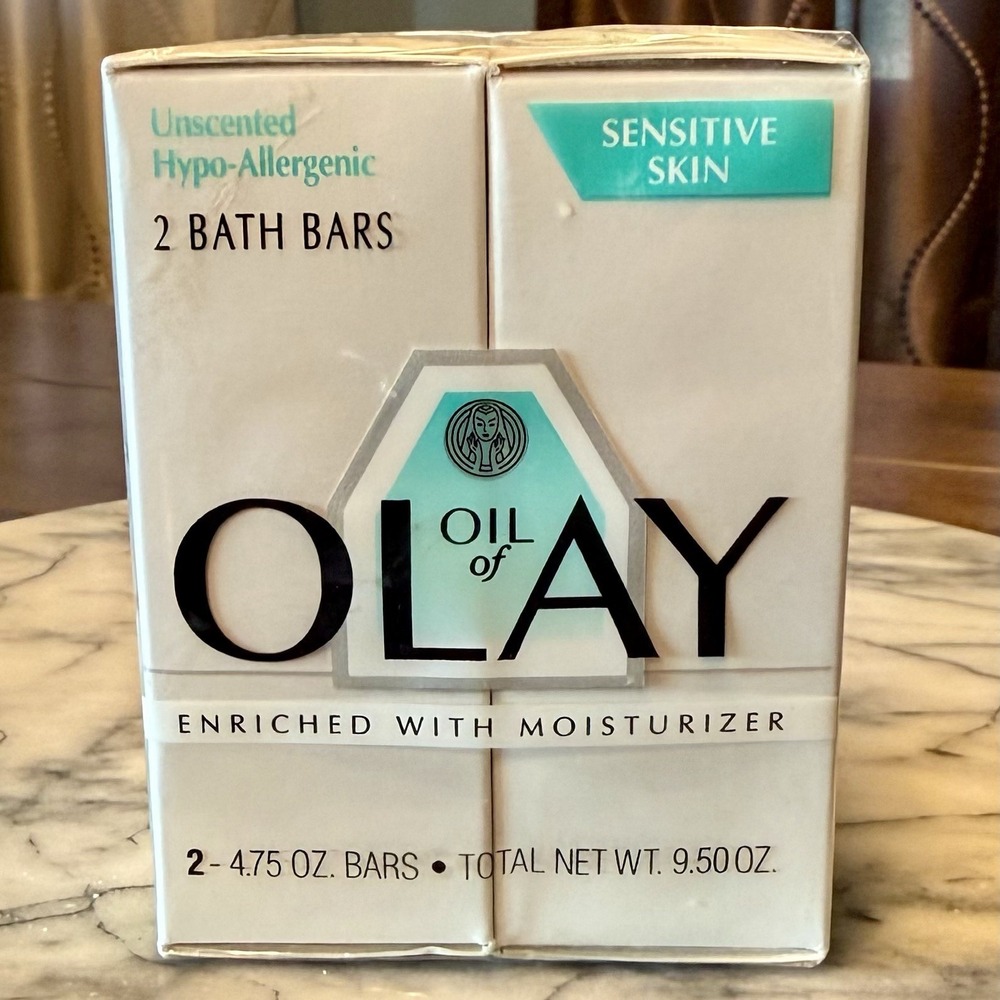 NEW! 2pc VTG 90s 1990 Oil of Olay 4.75oz Bar‎ Soap Sensitive Skin Moisturizer